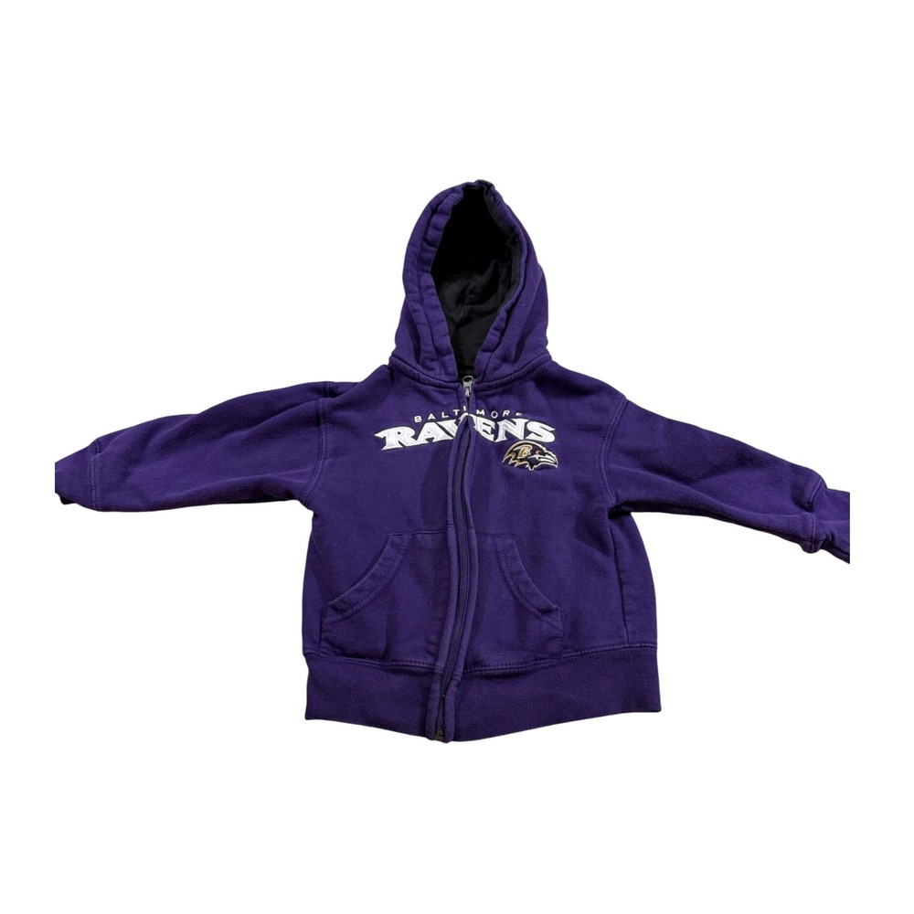NFL Baltimore Ravens Zip Up Hoodie 2T Purple Toddler Sweatshirt Kids Athleisure